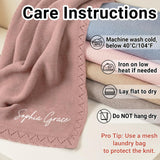 WNNNS Personalized Baby Blanket 100% Cotton Embroidered Name Knit Blanket Custom Baby Blanket for Boys Girls Customized Baby Gift for Christmas Baby Shower for Newborn Toddler Stroller Blanket