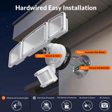 LEPOWER LED Security Lights Motion Sensor Light Outdoor, 38W 4200LM Light, 5500K, IP65 Waterproof, 3 Head Detected Flood Light for Garage, Yard, Porch (White)