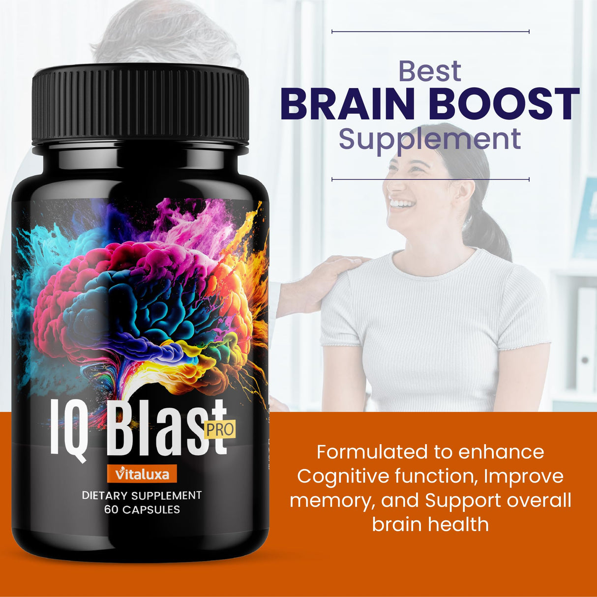 (5 Pack) IQ Blast Pro Capsules, IQblast Pro Supplement Official Brain Pills for Memory and Focus, IQblastpro Blaster Premium Clarity Support Advanced Formula Reviews All Natural Ingredients (300 Ct)