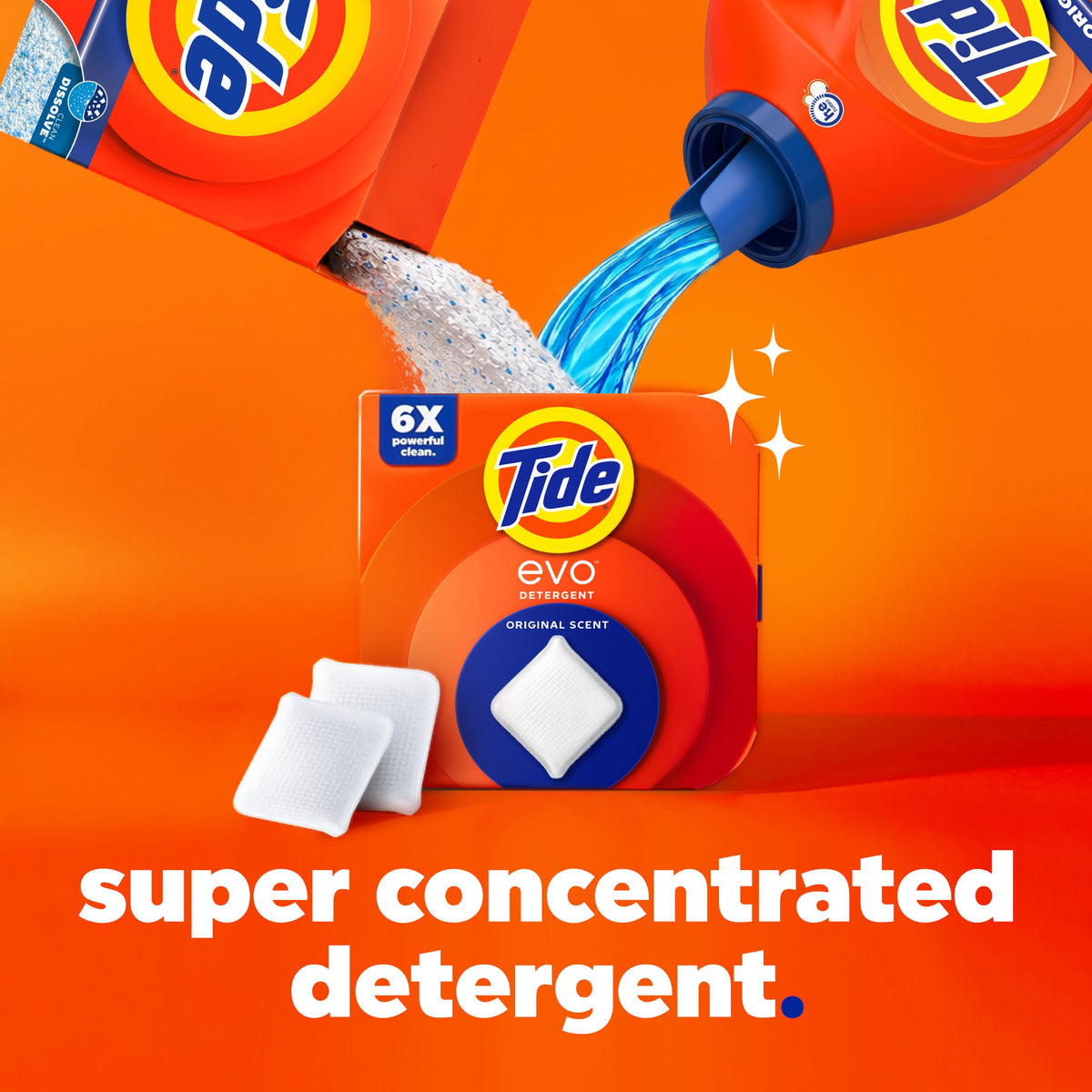 Tide evo Super Concentrated Laundry Detergent Tiles, Original Scent, 42 Count