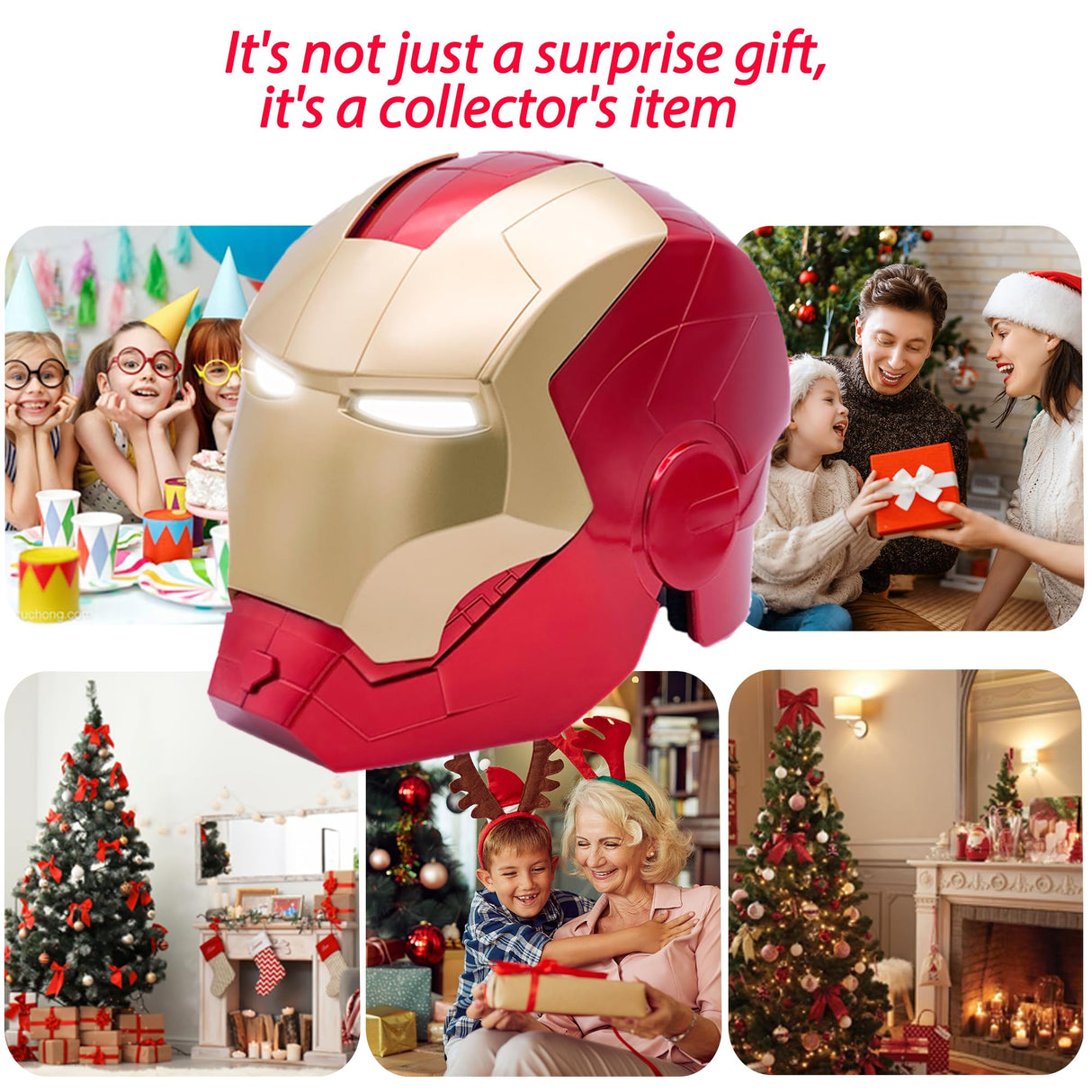 Open/Close Wearable Helmet with Eyes Glowing for Kids and Teens Mask Costume and Role-Play Dress Up, Ideal for Birthdays, Christmas, Halloween(Child Size)