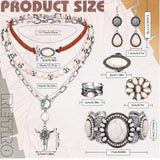 Ecally Western Turquoise Jewelry Set for Women, Fashion, White