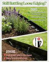 2" Tall 40ft No-Dig Flexible Plastic Garden Edging Kit with 40 Metal Spikes