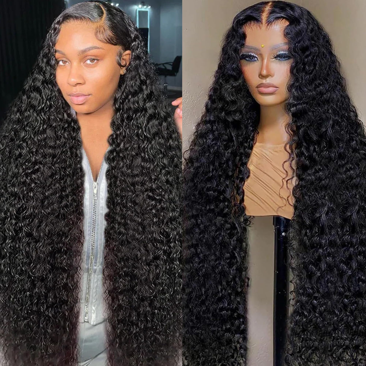 26Inch Deep Wave Lace Front Wigs Human Hair Glueless 13X6 deep Wave HD Lace Frontal Wigs 200% Density Brazilian Curly Human Hair Pre Plucked with Baby Hair Curly Lace Front Wig