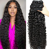 Human Hair Bundles 12A Water Wave Human Hair Bundle 26 24 22 20 inch Wet and Wavy Double Weft Burmese Curly 4 Bundles Hair Extensions Natural Deep Wave Bundle for Women