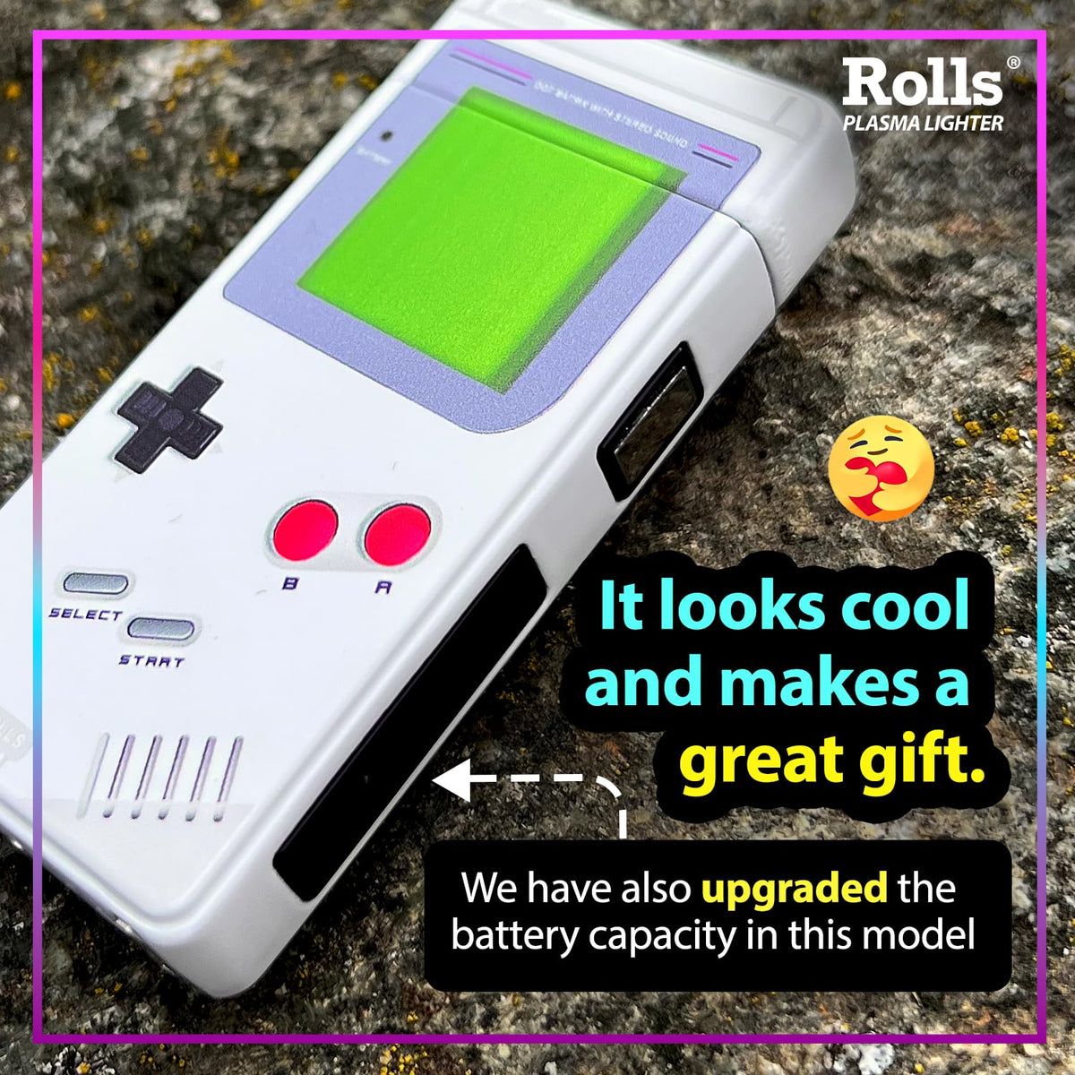 Rolls Electric Lighter - Cool Lighters - Retro Gamer Gifts for Men - Cool Gadgets - Custom Unique Birthday Gifts for Men - Stocking Stuffers - Candle Lighters - By Rolls Plasma Lighter (Grey)