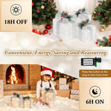 TOWPONICS Set of 3 Christmas Lighted Gift Boxes with Plug, Indoor Outdoor Christmas Decorations with 60 LED Warm White Mini String Lights, Present Boxes with Silver Tinsel for Xmas Tree Porch Decor