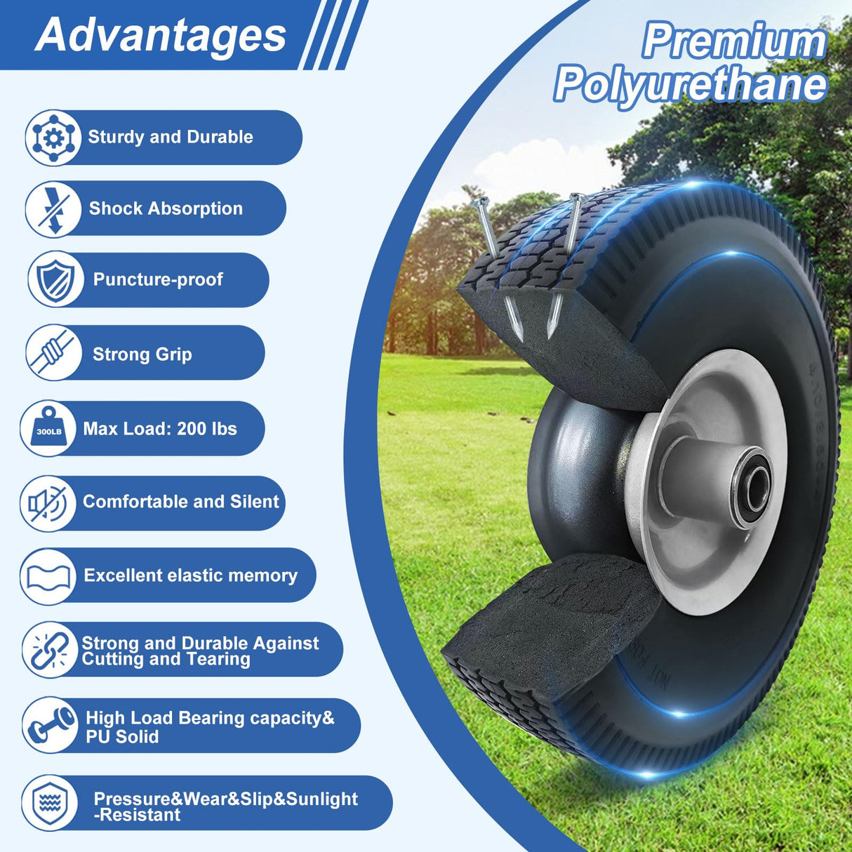 10" 4.10/3.50-4 Tire and Wheel 5/8''Axle Bore Hole&2.2''Offset Hub