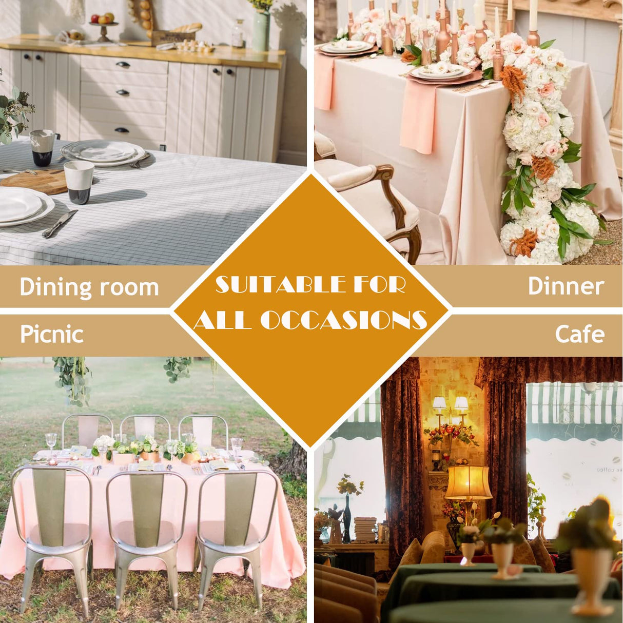 BALCONY & FALCON Table Cloth for 6 Foot Rectangle Tables – Waterproof, Wrinkle-Free Farmhouse Tablecloth for Dining, Kitchen, Wedding, Baby Shower & Christmas Holiday Gatherings (Olive, 55" x 95")