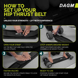 DAGM Hip Thrust Belt for Dumbbells heavy, Secure Glute Trainer with Non-Slip Extra Padding That Protects Your Hips - Ideal for Gym & Home Workouts - Use with Heavy Duty Kettlebells, Dumbbells, & Plates Hold up to 500 lbs