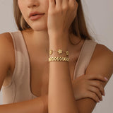 YOQ Stackable Four Leaf Clover Bracelets for Women, 18K Gold Plated Love Bangle Bracelets Set, 2 Pcs Charm Jewelry Gifts (Gold 2Pcs-W)