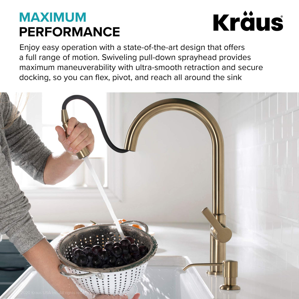 KRAUS Oletto Single Handle Pull Down Kitchen Faucet in Spot Free Stainless Steel, KPF-2820SFS