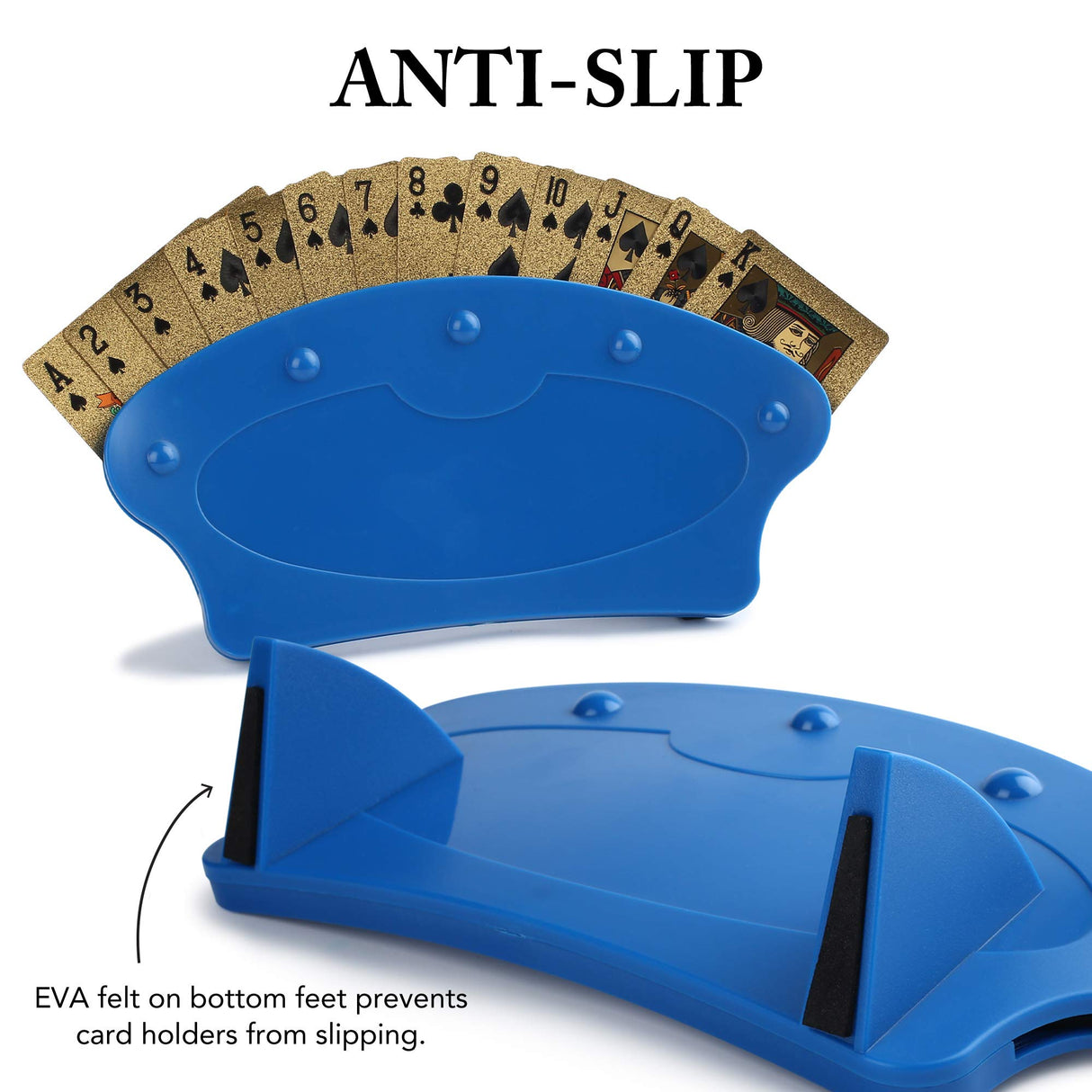 LotFancy Card Holders for Playing Cards, 4-Pack Playing Card Holder for Adults, Kids, Seniors, Plastic, Hands Free, for Family Card Game Nights, Canasta, Poker Parties