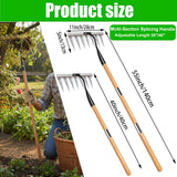 Garden Weeding Rake, Heavy Duty Iron Weeding Rake Gardening Tool with 55 Inch Long Handle, All-Steel Hardened Weed Puller Tool, Manual Garden Weed Rake Tool for Yard, Lawn Loosening Planting Weeding