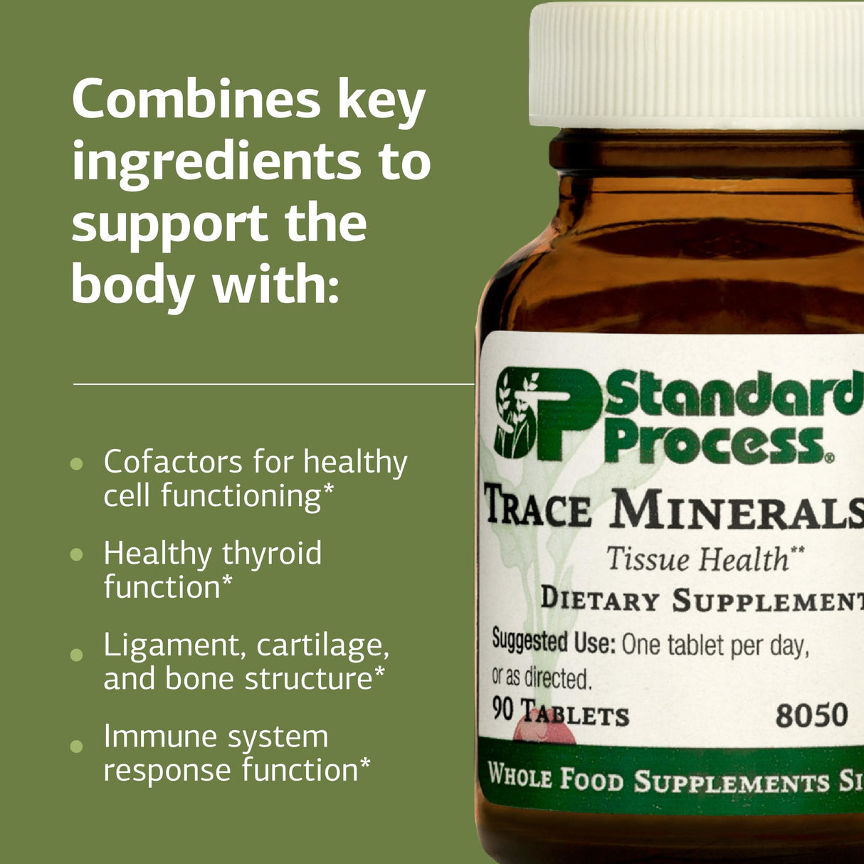 Standard Process Trace Minerals-B12 - Thyroid & Cell Functioning Support with Iodine, Zinc & Copper - Cartilage & Bone Health Aid - Non-Dairy & Non-Soy - 90 Tablets (90 Servings)