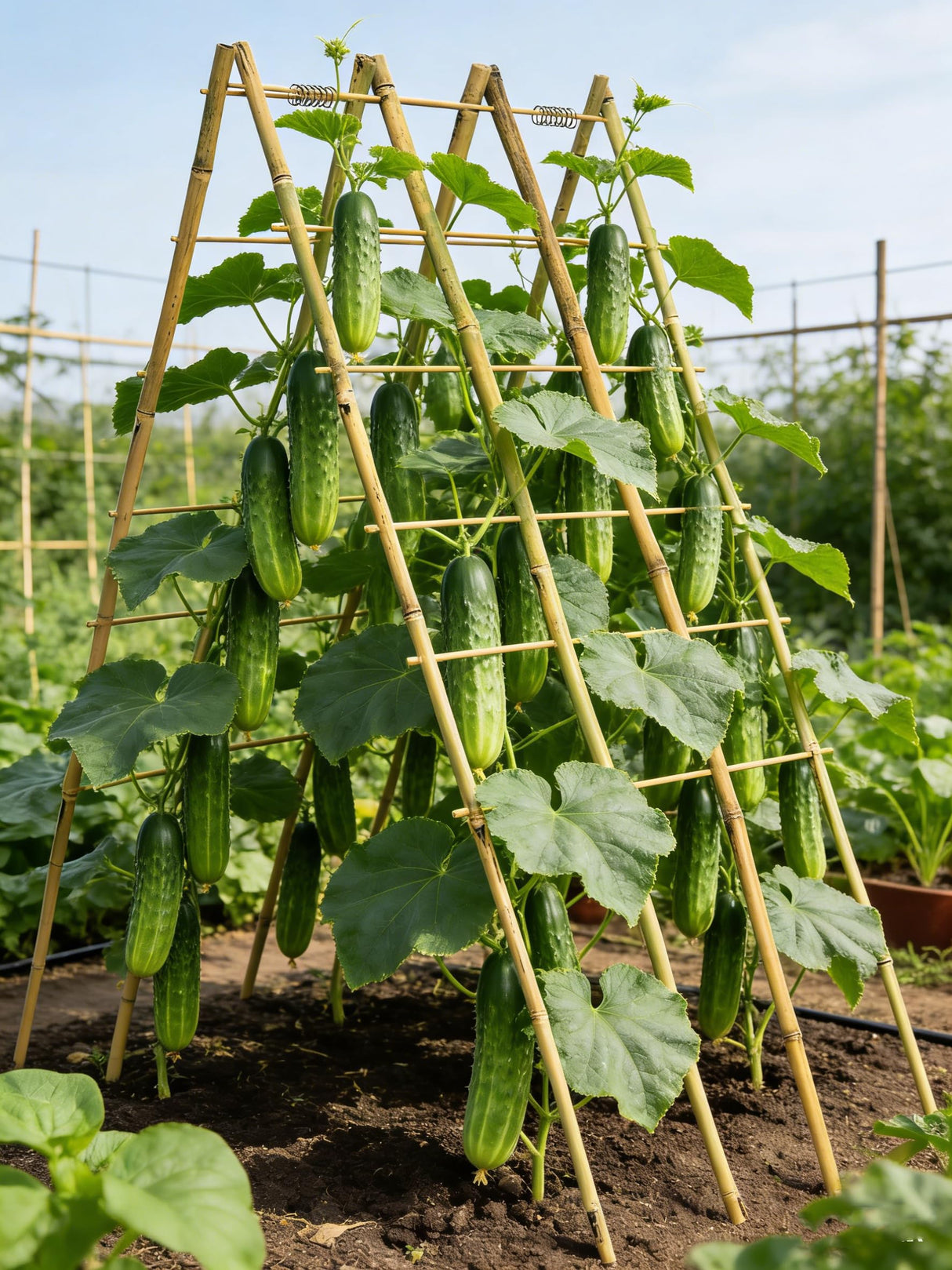2 Pack 47''x18'' Bamboo Trellis for Climbing Plants Outdoor, Oltara A-Frame Foldable Garden Trellis for Cucumbers, Raised Beds, Tomatoes, Beans, Vegetables & Flowers Support
