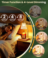 Height Adjustable Candle Warmer Lamp with Timer, 3 Dimmable Wax Melt Warmer, Birthday Gifts for Women Mom, House Warming Gifts New Home Decor, Candle Warmer for Jar Candles with 2 Bulbs, Gold-Clear