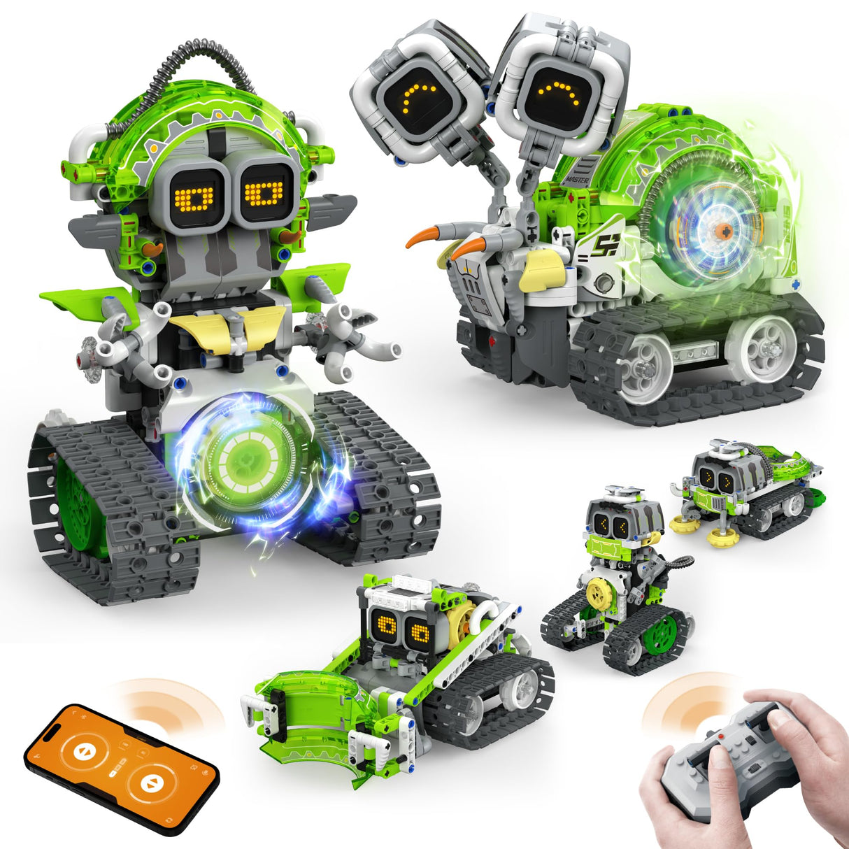 Opmind 5in1 STEM AI Robot Toys Building Set, 478Pcs APP & Remote Control Engineering Erector Blocks for Kids Age 6-8, Coding Interactive Educational Christmas Birthday Gift for 10-12 Year Boys & Girls