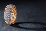 Barzel 18k Gold Plated Wide Wedding Band Cubic Zirconia Eternity Ring for Women (Gold, 9)