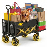 MIKKUPPA Collapsible Wagon with Tailgate - Utility Wagon for Groceries