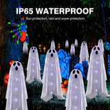 Betrihyes Halloween Decorations Solar Garden Lights Outdoor,6PACKS Halloween Ghost Decorations Lights with Scary Party Gifts Decor,Solar Scary Ghost Path Lights for Halloween Party Decor Cold White