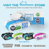 DuraCleanse Body Wipes for Adults Bathing No Rinse (2 Pack) 100 XL Shower Wipes + 8 Travel Bath Sheets - 9" x 12" Extra Thick Adult Disposable Washcloths for Elderly Incontinence & Camping Essentials