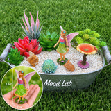 Mood Lab Fairy Garden Figurines with Flower - Miniature Decor Set (4 pcs) - Statues & Accessories - Outdoor Indoor Garden Decor