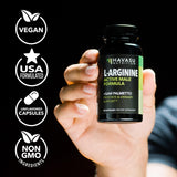 L-Arginine 500mg and Saw Palmetto 500mg - Nitric Oxide and Prostate Health Supplements for Men - 60 Count - Endurance and Urinary Tract Function Support - 1 Month Supply - Vegan, Non-GMO Capsules