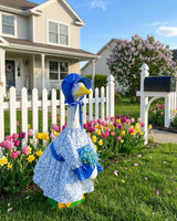 GigaCircle Spring Porch Goose Lady Outfits with Artificial Flowers - 23" Floral Dress Lawn Geese Clothes with Hat, Cute Porch Goose Summer Outfits for Patio Garden Decor, Best Gift for Mom Grandma