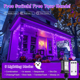 JMEXSUSS 400 LED Purple Halloween Lights Outdoor: 132ft Purple Lights Plug in with Remote - Indoor String Light for Halloween Christmas Decorations