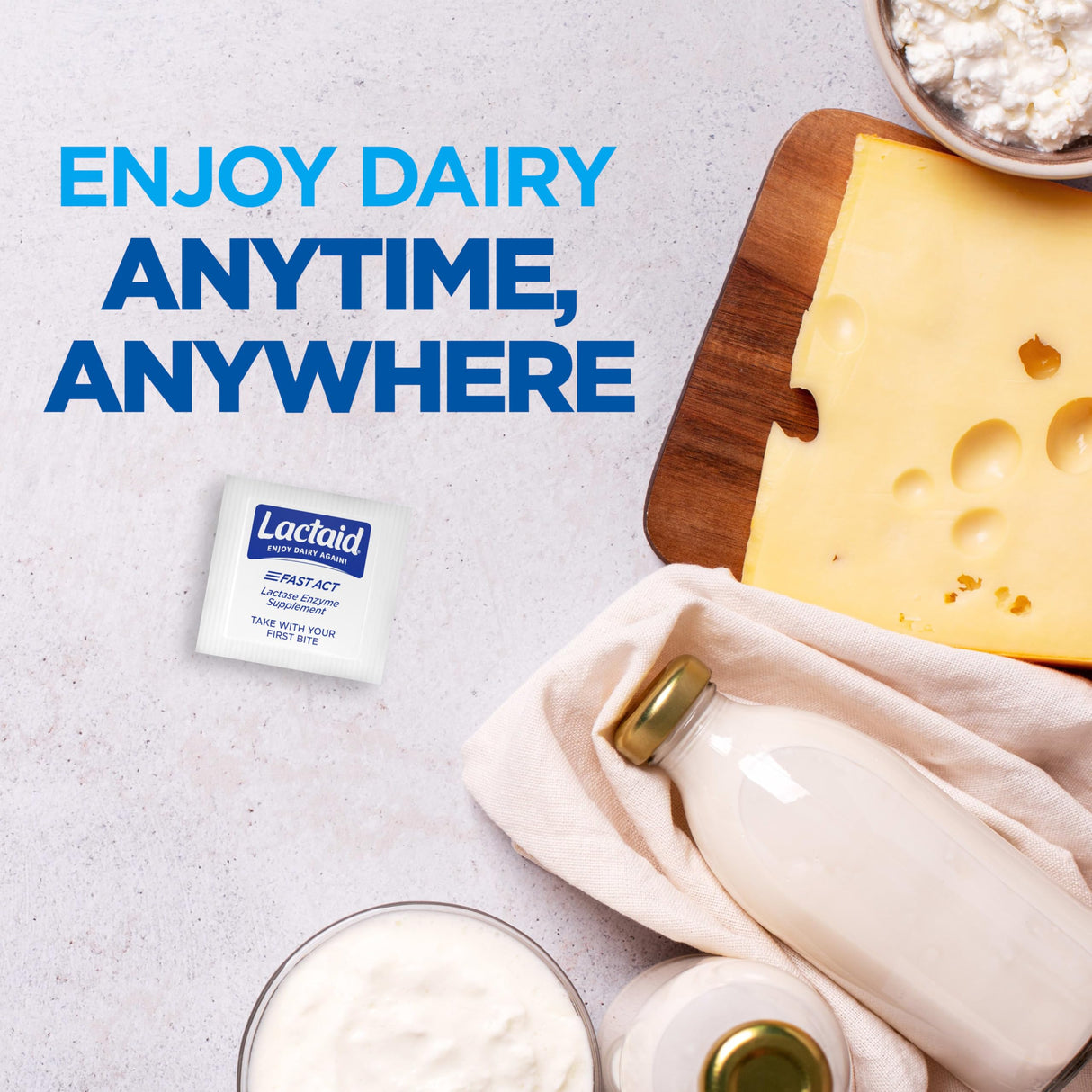 Lactaid Fast Act Lactose Intolerance Relief Chewables with Natural Lactase Enzyme to Prevent Gas, Bloating & Diarrhea Due to Lactose Sensitivity, On-The-Go, Vanilla Twist Flavor, 32 x 1 ct