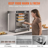 VEVOR Hot Box Food Warmer, 5-Tier Concession Warmer with Water Tray, 5 Pans, Double-Door and Adjustable Shelves, Stainless Steel Food Warmer Cabinet, Ideal for Storing Pizza, Chicken, Restaurant