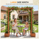 VINGLI Wooden Garden Arbor with Planter, Wedding Arch for Ceremony, Wood Garden Arbour Trellis for Plant Climbing, Pergola for Garden Backyard, Lawn, Outdoor (Golden Brown)