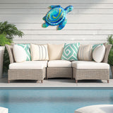 LIFFY Sea Turtle Decor Ocean Nautical Beach Wall Art Metal Glass Sea Turtle Bathroom Decor with LED Fairy Lights, 15" Indoor Outdoor Wall Art Sculpture for Patio,Pool,Beach,Garden,Yard,Home Gift