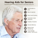 Hearing Aids for Seniors, Hearing Aids Rechargeable with Noise Cancelling and Volume Control, Hearing Amplifier for Adults Hearing Loss, Portable Behind-the-Ear Hearing Aid Headphones (colour of skin)