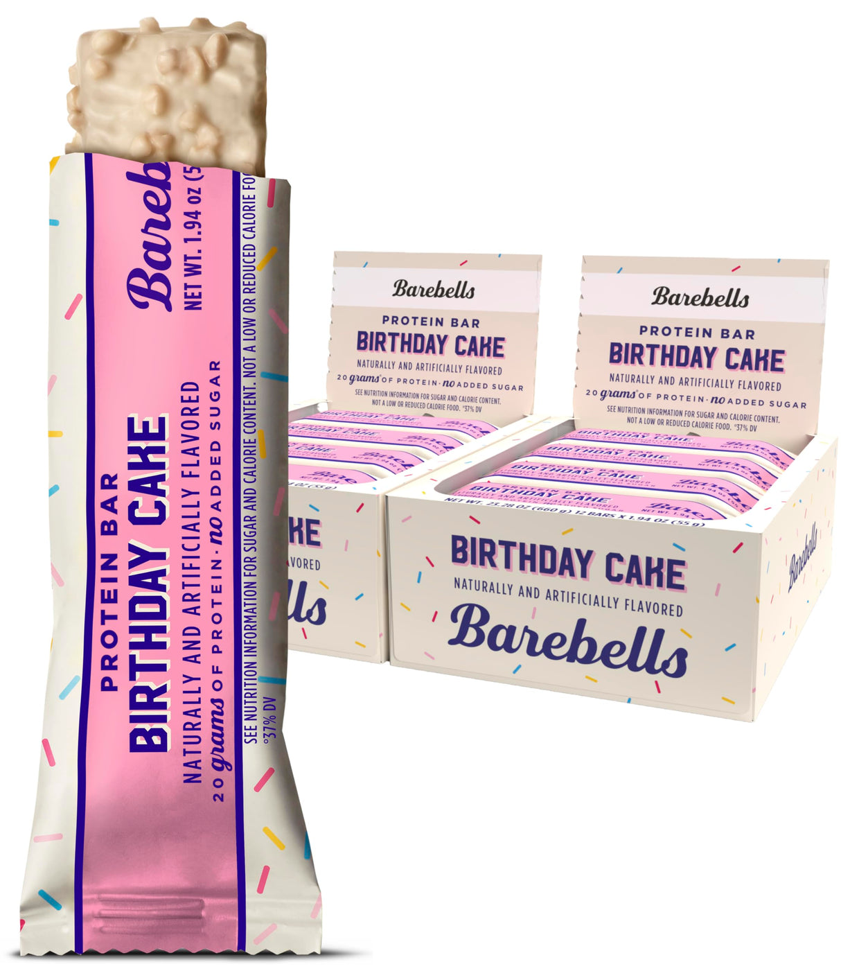 Barebells Protein Bars Birthday Cake - 12 Count, Pack of 2 - Protein Snacks with 20g of High Protein - Chocolate Protein Bar with 1g of Total Sugars - On The Go Protein Snack & Breakfast Bars…