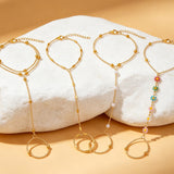 BOMAIL 7Pcs 14K Gold Plated Gold Hand Chain Bracelets for Women