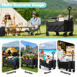 280LBS Collapsible Wagon Cart Foldable, Lightweight Grocery Cart with Wheels