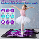 Joyvalley Kids Dance Mat Toys - 2-Player Dance Pad Gifts for Girls Boys Toddlers 3 4 5 6 7 8 9 + Year Old Electronic Dancing Mat Floor Games Toy with Music Light Christmas Birthday Gift (Purple)