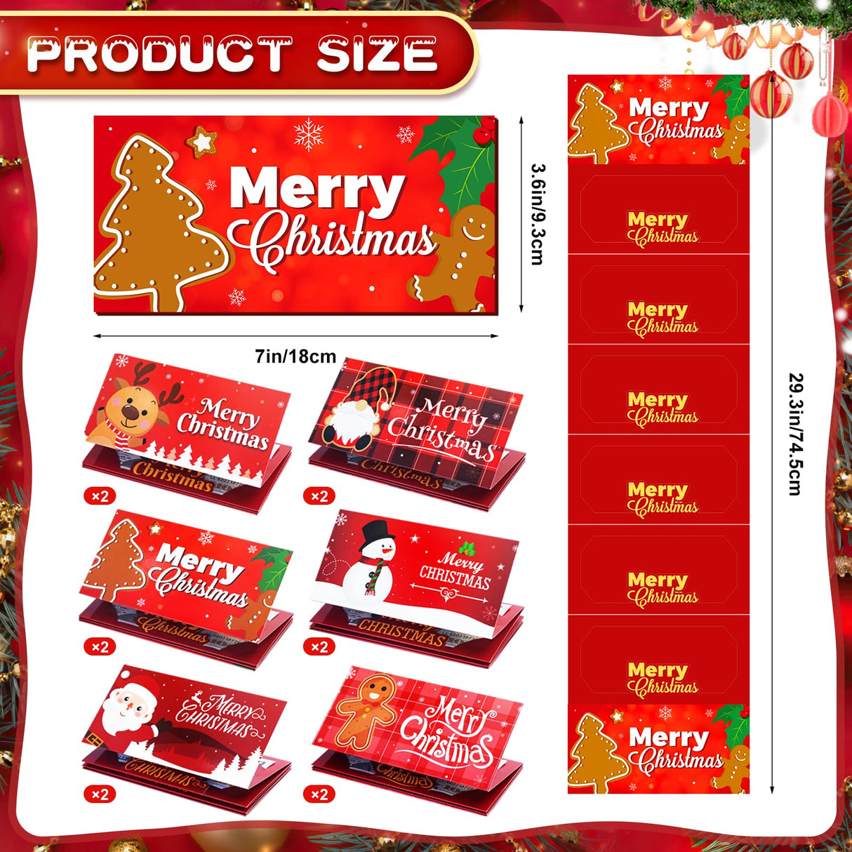 12 Pack/72 Slots Money or Gift Card Holder Xmas Cash Gifts Surprise Cash Envelope Merry Christmas Money Holder for Men Women Kids Birthday Gifts Xmas Party Supplies (Classical)