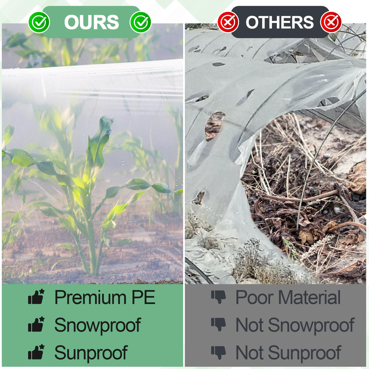 10 x 26 FT Clear Greenhouse Plastic Sheeting, 6 Mil Polyethylene Film Heavy Duty, Water Sun Frost Wind Dust Resistant Winter Hoop House Toughness Plastic Cover for Farming, Gardening, Agriculture, DIY