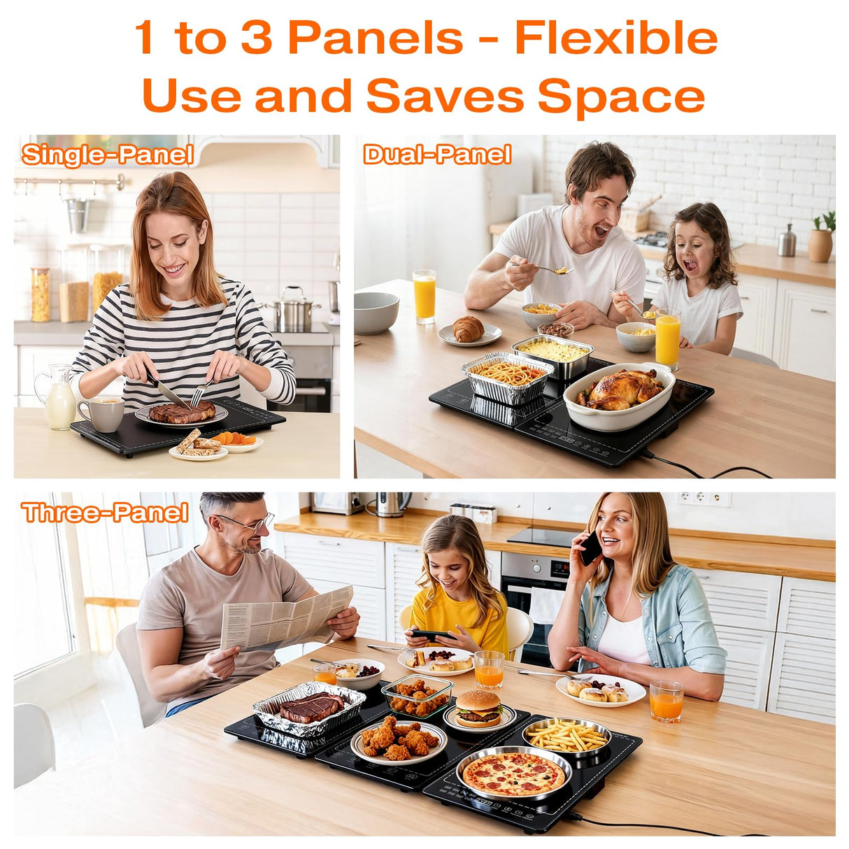 Electric Warming Tray,25"x 15" Food Warmer for Parties Buffet with 10 Temp-Settings, 3-in-1 Warming Mat for Food Built-in Thermostat and Surface Heating, Warming Tray for Parties Buffet,Gatherings