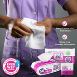XL Body Wash Wipes for Adults Bathing No Rinse & Elderly Incontinence (4pk) - 200 Ct. + 16 Travel Bath Wipes - 9"x12" Disposable Washcloths for Adult Surgery Recovery Supplies & Elder Care Products