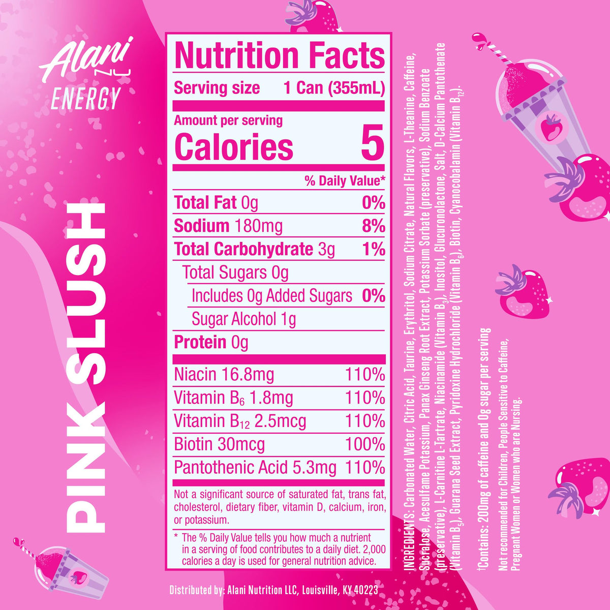 Alani Nu Pink Slush Sugar Free Energy Drink (Pack of 12)