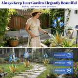 TOMBABY 32.28 Inch Metal Agave Plant Outdoor Decoration Lily Mexican Yard Art Garden Gift Home Decor Hand Painted Metal Agave Garden Yard Statue (1pc, Blue)