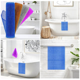 African Net Sponge Exfoliating Body Scrubber - 4 Pieces Long Bath Sponge for Shower, Back Cleanser Smoother, Natural Exfoliation, Gentle for Sensitive Skin, Daily Use(Brown, Blue, Purple,Grey)