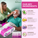 XL Bath Wipes for Adults Bathing No Rinse (2pk) - 100 Ct. + 8 Travel Body Wipes - 9"x12" Adult Disposable Washcloths for Elderly Incontinence - After Surgery Must Haves Supplies & Elder Care Products