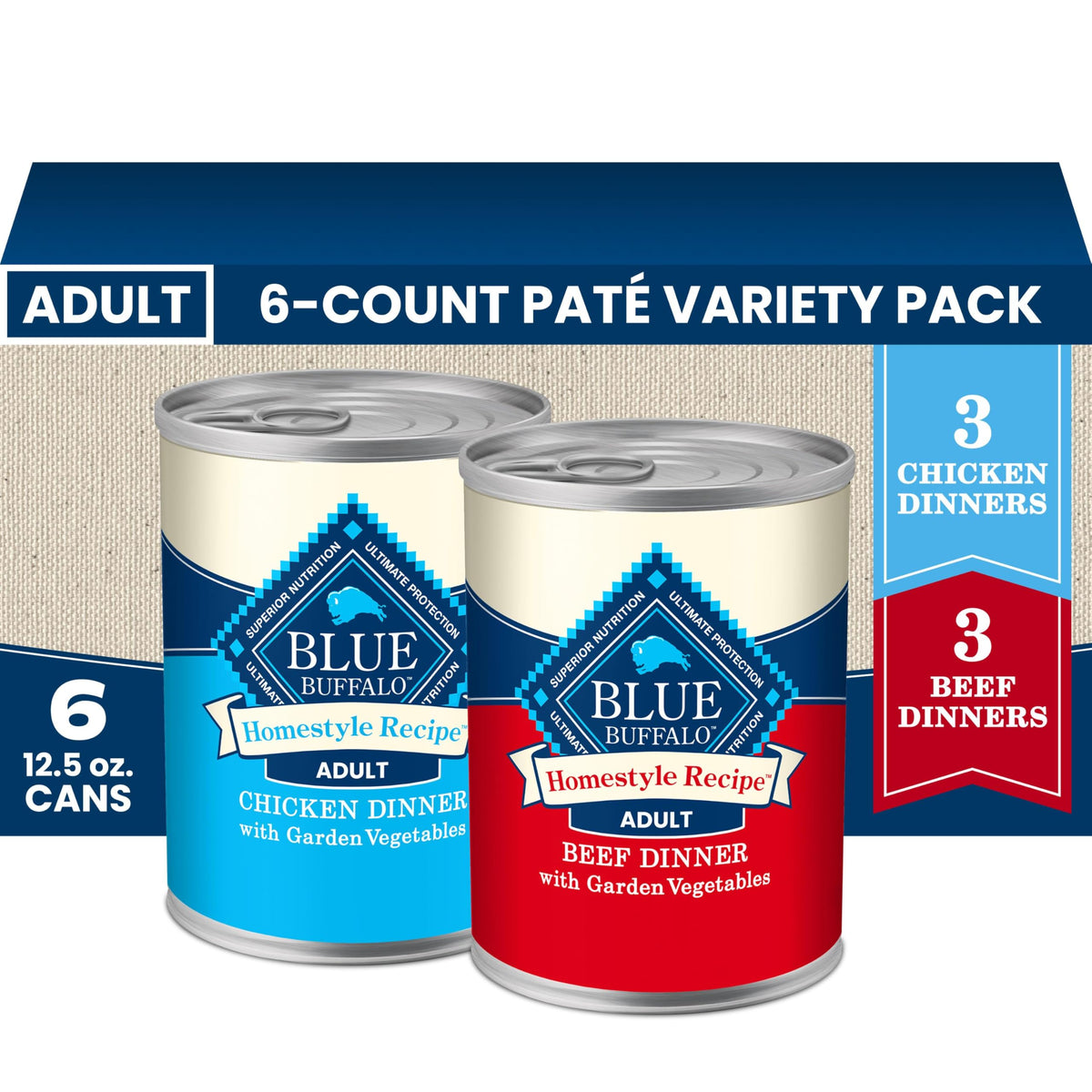 Blue Buffalo Homestyle Recipe Variety Pack Wet Dog Food, 12.5 oz, 6 ct