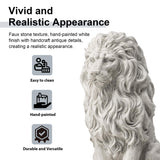 Glitzhome Guardian Sitting Lion Garden Statue MGO Outdoor Decoration, 20.75" H, White