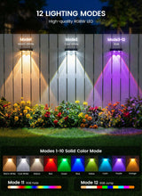 Brightown 4 Pack Solar Lights Outdoor Waterproof, Color Changing Solar Fence Deck Step Flood Lights, Warm White & RGBCW 11 Color, IP65 Waterproof Garden Lights